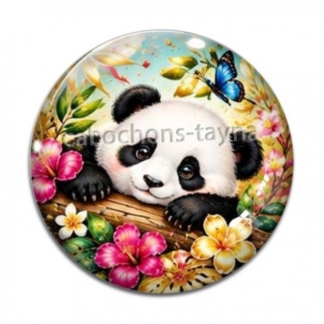 Cabochon Verre -  Panda- Cabochon verre ou résine, miroirs, porte clés, magnet