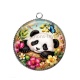 Pendentif Cabochon Argent -  Panda- Cabochon verre ou résine, miroirs, porte clés, magnet