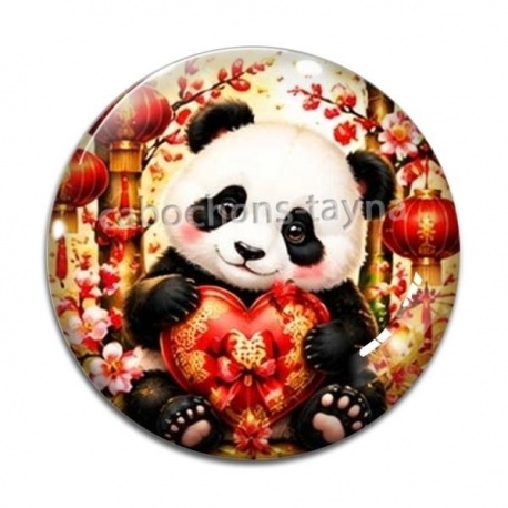 Cabochon Verre - Panda- Cabochon verre ou résine, miroirs, porte clés, magnet