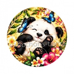 Panda- Cabochon verre ou résine