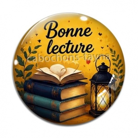 Cabochon Verre - Bonne lecture- Cabochon verre ou résine, magnet, miroir, porte clés