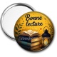 Miroir de poche - Bonne lecture- Cabochon verre ou résine, magnet, miroir, porte clés