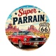 Super parrain- Cabochon verre ou résine, décapsuleur, porte clés
