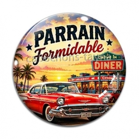 Cabochon Verre - Parrain formidable- Cabochon verre ou résine