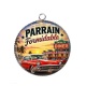 Pendentif Cabochon Argent - Parrain formidable- Cabochon verre ou résine