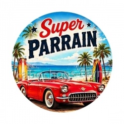 super parrain- Cabochon verre ou résine, décapsuleur, porte clés