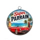 Pendentif Cabochon Argent - super parrain- Cabochon verre ou résine, décapsuleur, porte clés