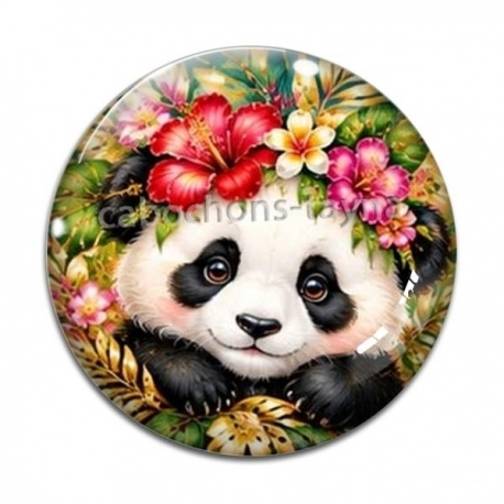 Cabochon Verre - Panda- Cabochon verre ou résine, miroirs, porte clés