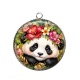 Pendentif Cabochon Argent - Panda- Cabochon verre ou résine, miroirs, porte clés