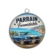 Pendentif Cabochon Argent - Parrain formidable- Cabochon verre ou résine