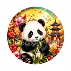 Panda- Cabochon verre ou résine, miroirs, porte clés
