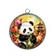 Pendentif Cabochon Argent - Panda- Cabochon verre ou résine, miroirs, porte clés