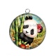 Pendentif Cabochon Argent - Panda- Cabochon verre ou résine, miroirs, porte clés
