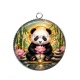 Pendentif Cabochon Argent - Panda- Cabochon verre ou résine