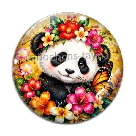 Cabochon Verre - Panda- Cabochon verre ou résine