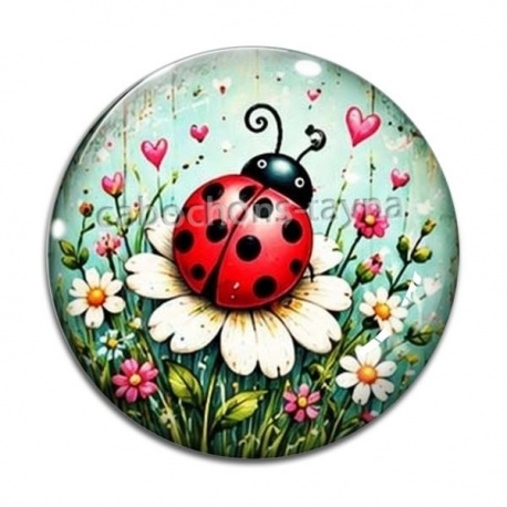 Cabochon Verre - Coccinelle- Panda- Cabochon verre ou résine, miroirs, porte clés