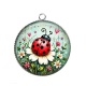 Pendentif Cabochon Argent - Coccinelle- Panda- Cabochon verre ou résine, miroirs, porte clés