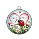 Pendentif Cabochon Argent - Coccinelle- Panda- Cabochon verre ou résine, miroirs