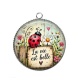 Pendentif Cabochon Argent - La vie est belle- Cabochon verre ou résine