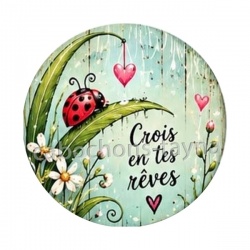 Crois en tes rêves- Cabochon verre ou résine, pendentif résine argent