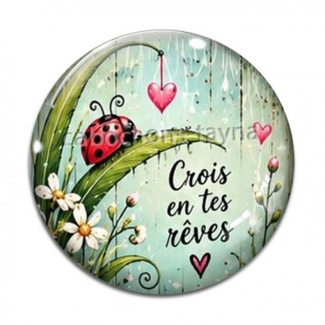 Cabochon Verre - Crois en tes rêves- Cabochon verre ou résine, pendentif résine argent