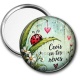 Miroir de poche - Crois en tes rêves- Cabochon verre ou résine, pendentif résine argent