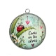 Pendentif Cabochon Argent - Crois en tes rêves- Cabochon verre ou résine, pendentif résine argent