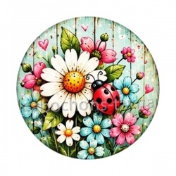 Coccinelle- Cabochon verre ou résine, miroirs, porte clés