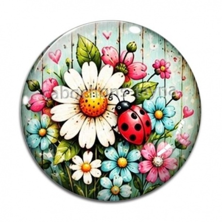 Cabochon Verre - Coccinelle- Cabochon verre ou résine, miroirs, porte clés