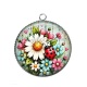 Pendentif Cabochon Argent - Coccinelle- Cabochon verre ou résine, miroirs, porte clés