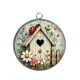 Pendentif Cabochon Argent - Coccinelle- Cabochon verre ou résine, miroirs, porte clés