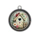 Pendentif Cabochon Argent - Coccinelle- Cabochon verre ou résine, miroirs, porte clés