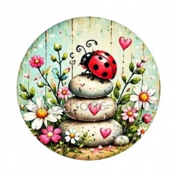 Coccinelle- Cabochon verre ou résine, miroirs, pendentif