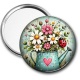 Miroir de poche - Coccinelle fleurs- Cabochon verre ou résine