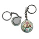 Porte clés - Coccinelle fleurs- Cabochon verre ou résine