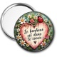 Miroir de poche - Le bonheur est dans le coeur- Cabochon verre ou résine
