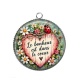 Pendentif Cabochon Argent - Le bonheur est dans le coeur- Cabochon verre ou résine