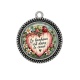Pendentif Cabochon Argent - Le bonheur est dans le coeur- Cabochon verre ou résine