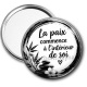 Miroir de poche - la paix commence à l'intérieur de soi- Cabochon verre ou résine