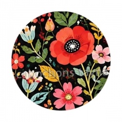 fleurs-  cabochon verre ou résine, miroirs, magnet