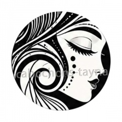 femme noir et blanc- cabochon verre ou résine, miroirs, magnet