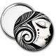 Miroir de poche - femme noir et blanc- verre ou résine, miroirs, porte clés