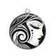 Pendentif Cabochon Argent - femme noir et blanc- verre ou résine, miroirs, porte clés