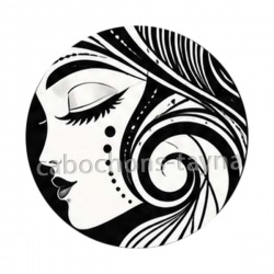 femme noir et blanc- cabochon verre ou résine, miroirs, magnet
