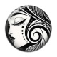 Cabochon Résine - femme noir et blanc- verre ou résine, miroirs