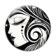 Cabochon Verre - femme noir et blanc- verre ou résine, miroirs