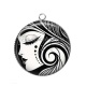 Pendentif Cabochon Argent - femme noir et blanc- verre ou résine, miroirs