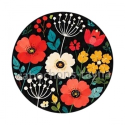 fleurs- cabochon verre ou résine, miroirs, porte clés