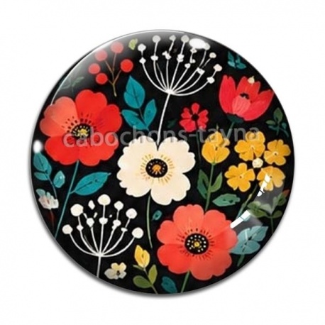 Cabochon Verre - fleurs- cabochon verre ou résine, miroirs, porte clés