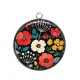 Pendentif Cabochon Argent - fleurs- cabochon verre ou résine, miroirs, porte clés